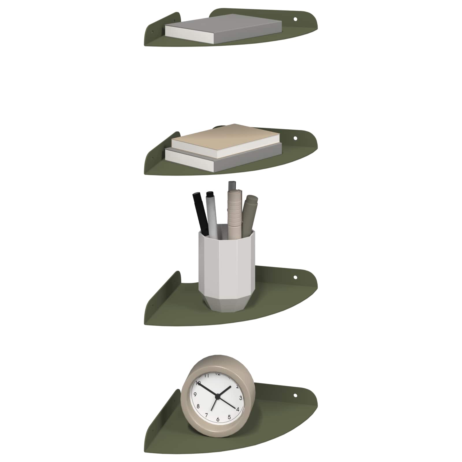Schwebendes Regal mit Regal 4 pcs Olive Grün 18 x 18 x 2 cm