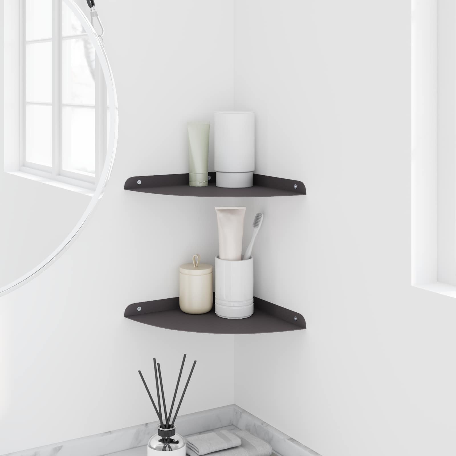 Eckregal zum Schweben mit Regal 2 pcs Schwarz 24 x 24 x 2 cm