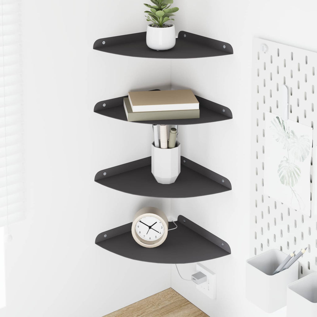 Schwebendes Regal mit Regal 4 pcs Schwarz 24 x 24 x 2 cm