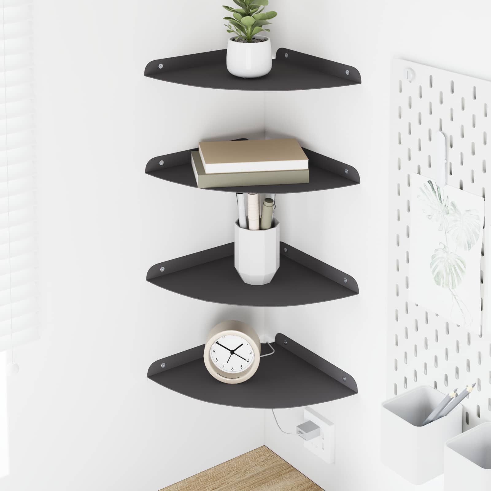 Schwebendes Regal mit Regal 4 pcs Schwarz 24 x 24 x 2 cm