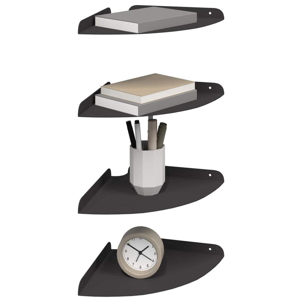 Schwebendes Regal mit Regal 4 pcs Schwarz 24 x 24 x 2 cm
