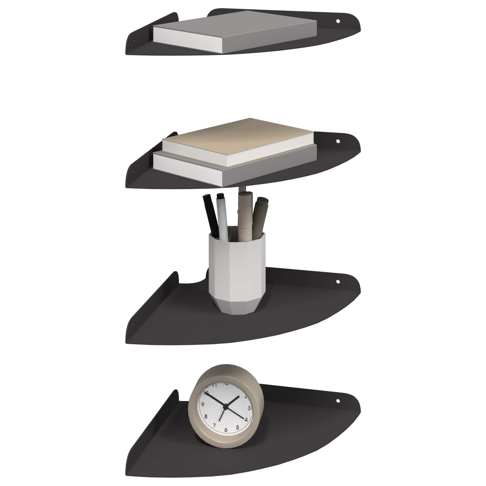 Schwebendes Regal mit Regal 4 pcs Schwarz 24 x 24 x 2 cm