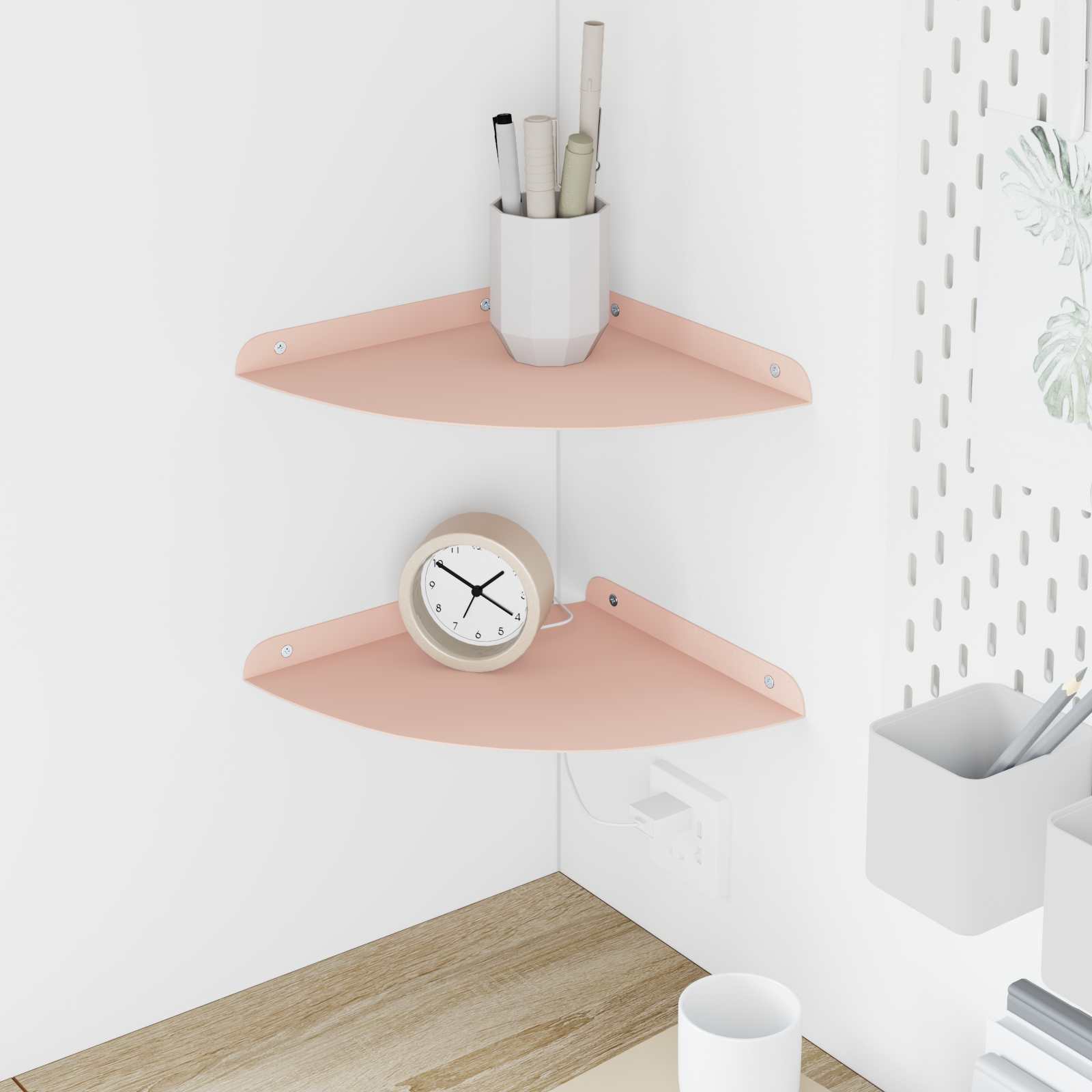 Schwebendes Regal mit Regal 2 pcs Rosa 24 x 24 x 2 cm