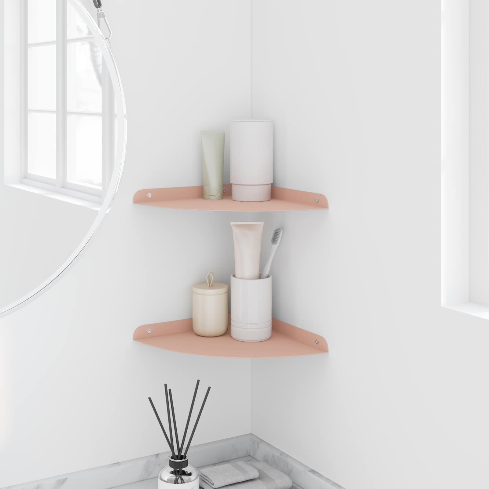 Schwebendes Regal mit Regal 2 pcs Rosa 24 x 24 x 2 cm