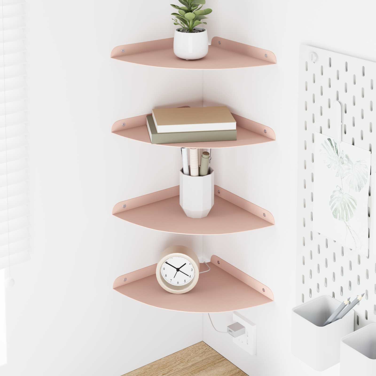 Schwebendes Regal mit Regal 4 pcs Rosa 24 x 24 x 2 cm