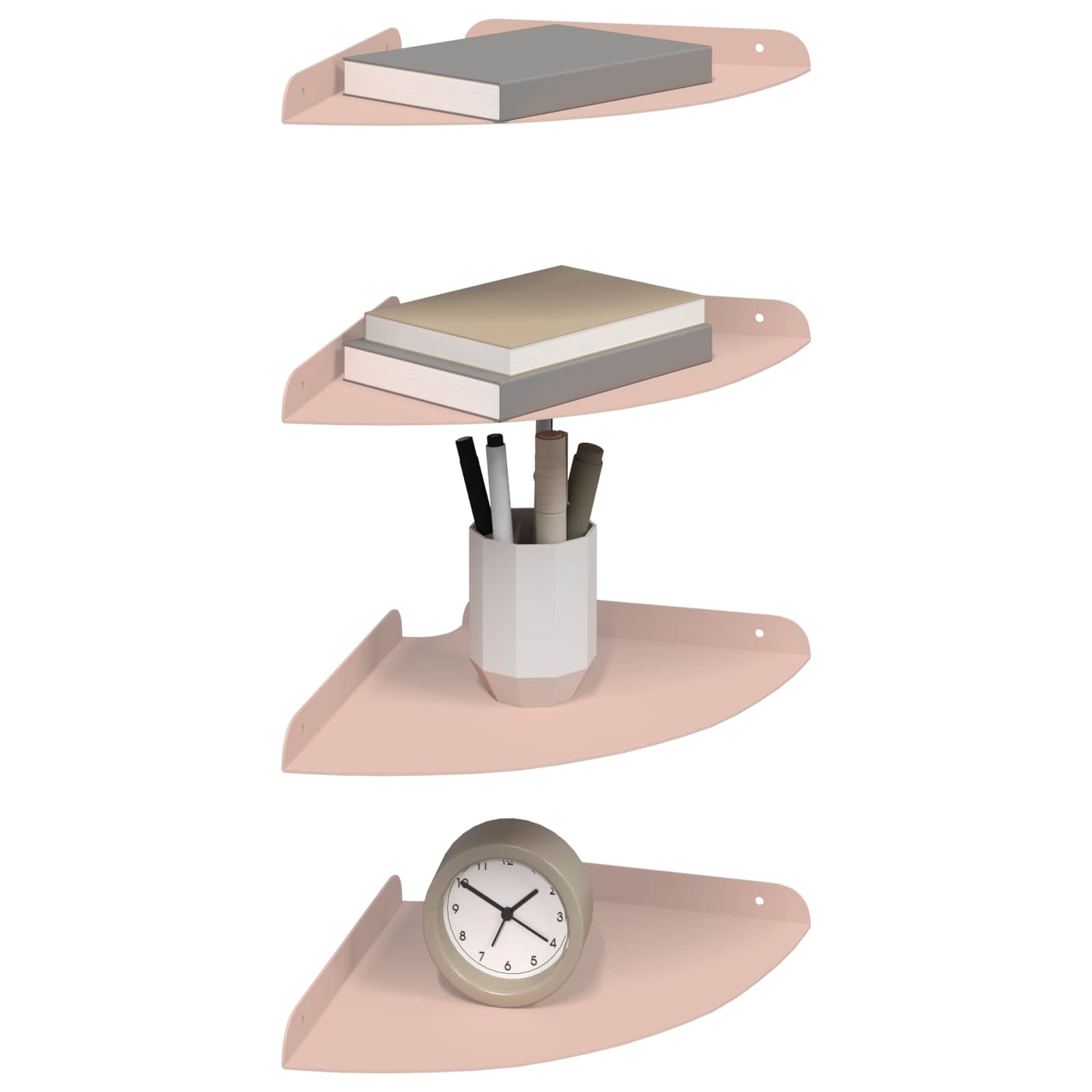 Schwebendes Regal mit Regal 4 pcs Rosa 24 x 24 x 2 cm
