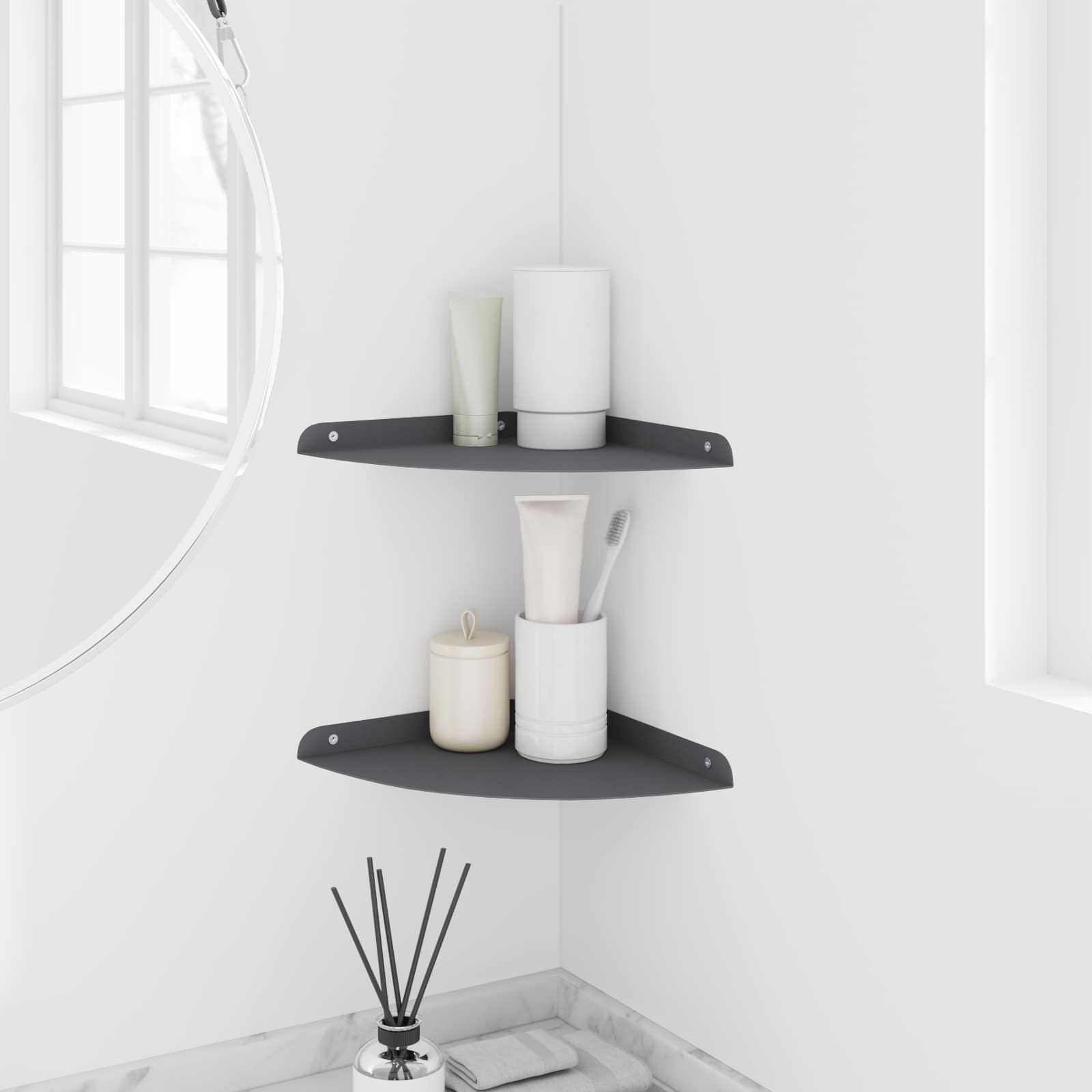 Schwebendes Regal mit Regal 2 pcs Anthrazit 24 x 24 x 2 cm