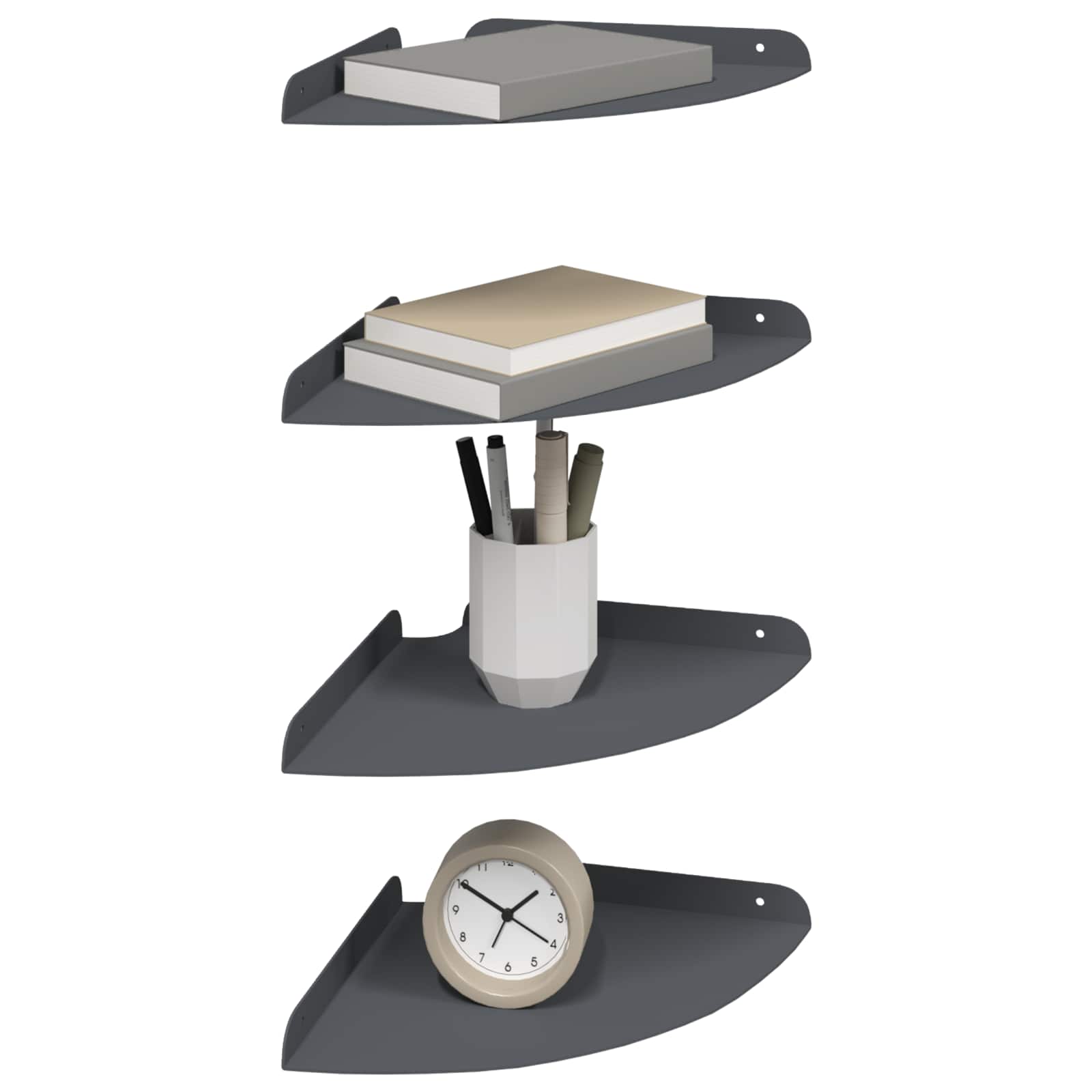 Schwebendes Regal mit Regal 4 pcs Anthrazit 24 x 24 x 2,3 cm