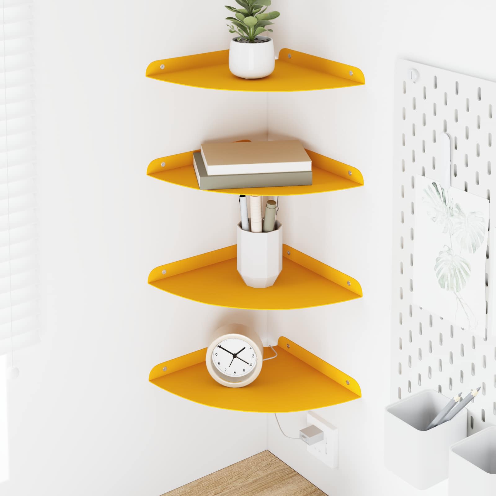 Schwebendes Regal mit Regal 4 pcs Senfgelb 24 x 24 x 2 cm