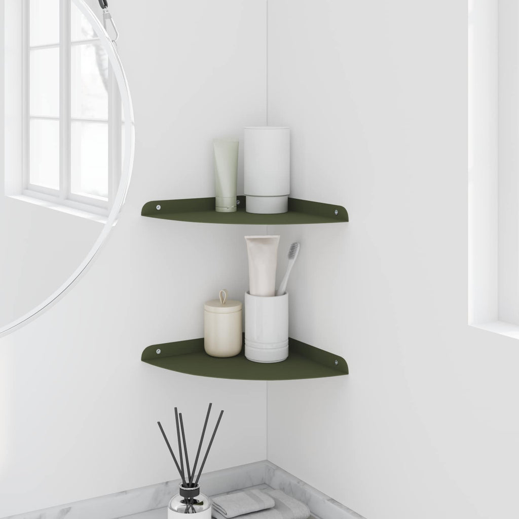 Schwebendes Regal mit Regal 2 pcs Olive Grün 24 x 24 x 2 cm