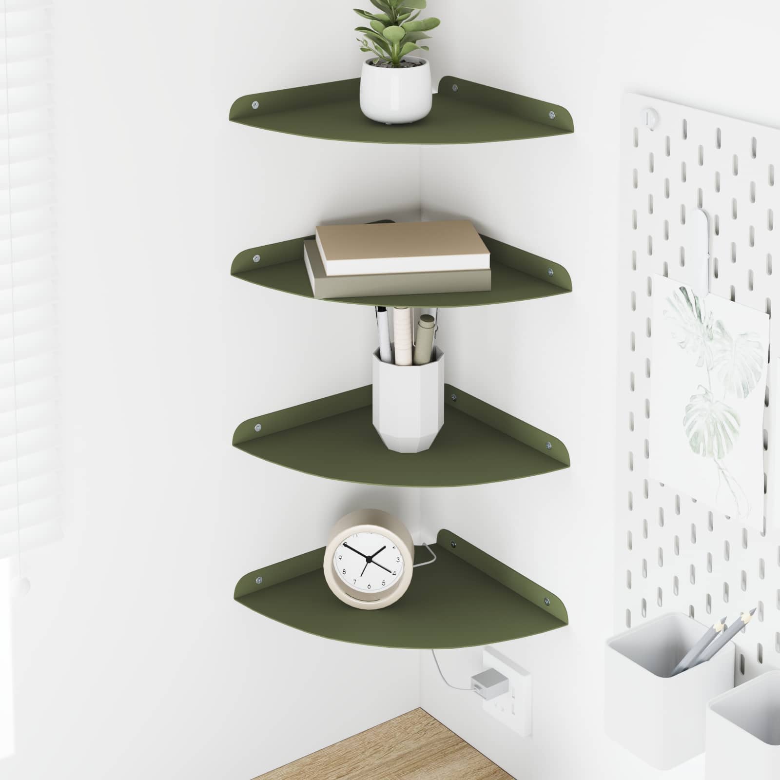 Schwebendes Regal mit Regal 4 pcs Olive Grün 24 x 24 x 2 cm