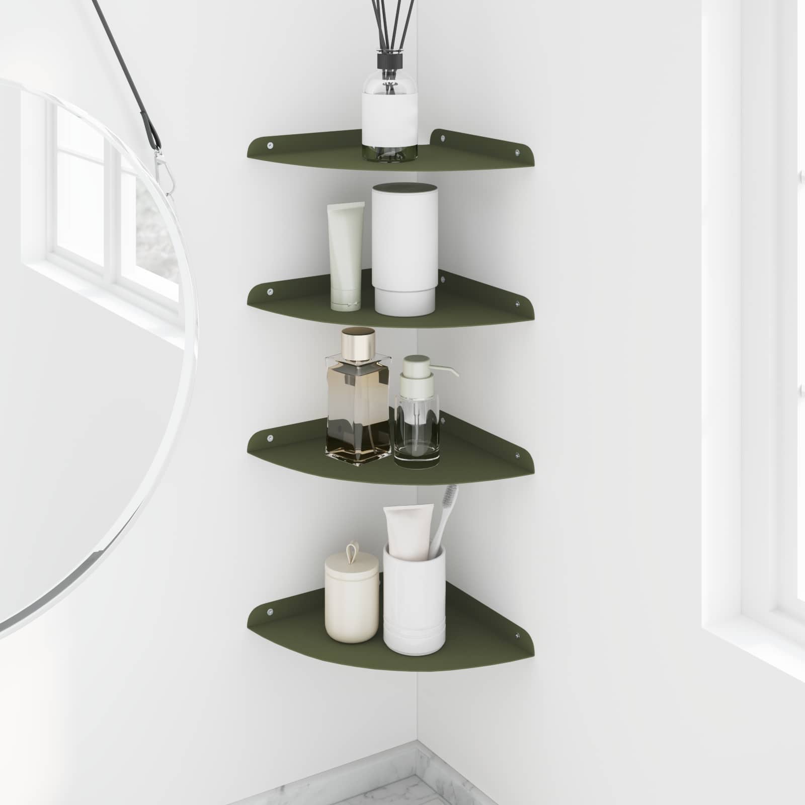 Schwebendes Regal mit Regal 4 pcs Olive Grün 24 x 24 x 2 cm
