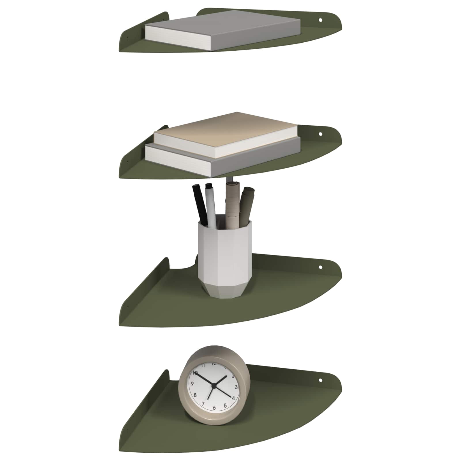 Schwebendes Regal mit Regal 4 pcs Olive Grün 24 x 24 x 2 cm