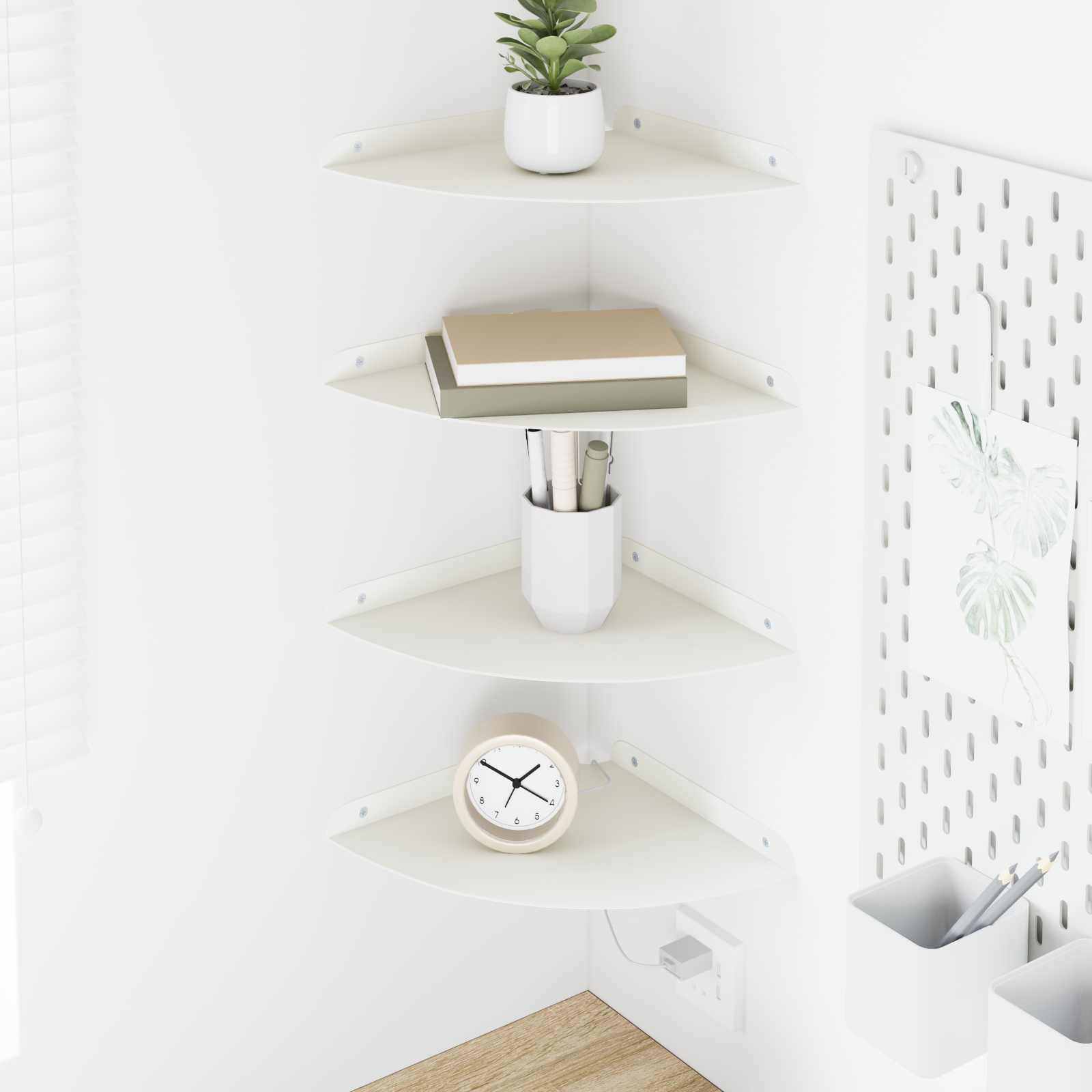 Schwebendes Regal mit Regal 4 pcs Weiß 24 x 24 x 2 cm