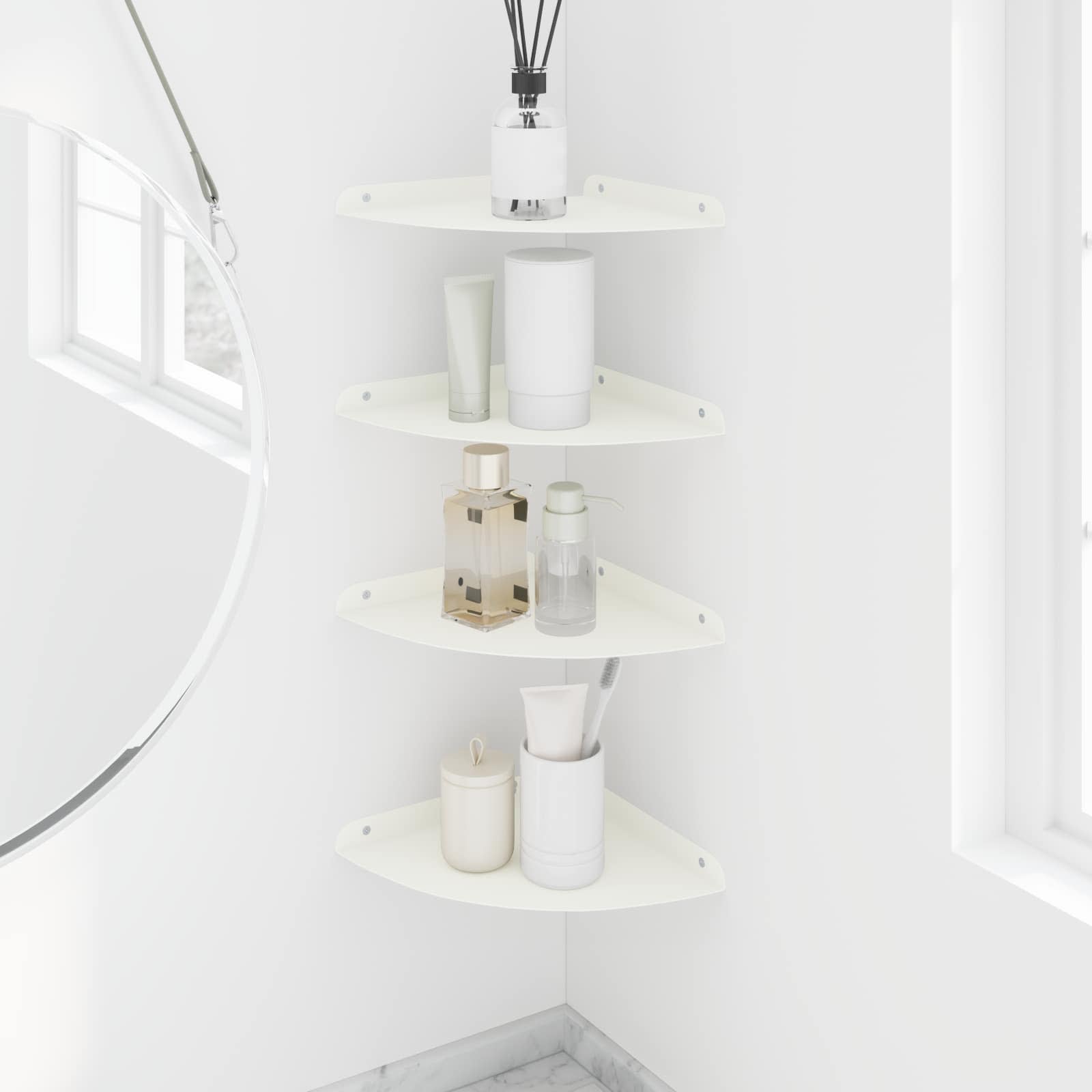 Schwebendes Regal mit Regal 4 pcs Weiß 24 x 24 x 2 cm