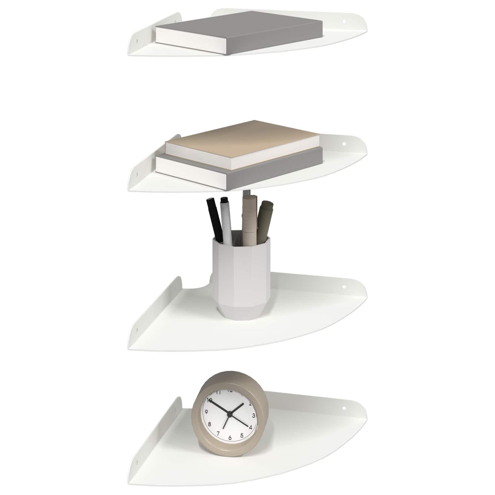 Schwebendes Regal mit Regal 4 pcs Weiß 24 x 24 x 2 cm