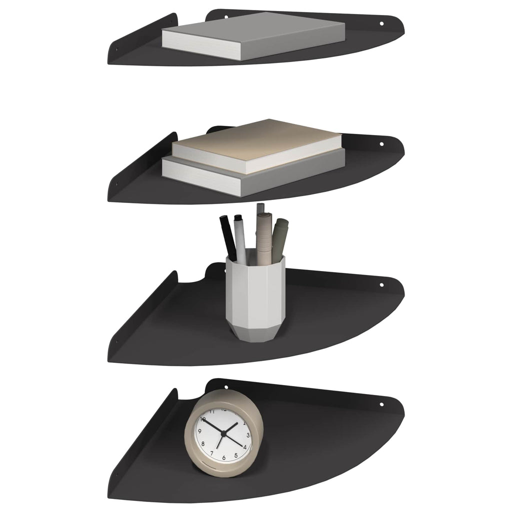 Schwebendes Regal mit Regal 4 pcs Schwarz 30 x 30 x 2 cm