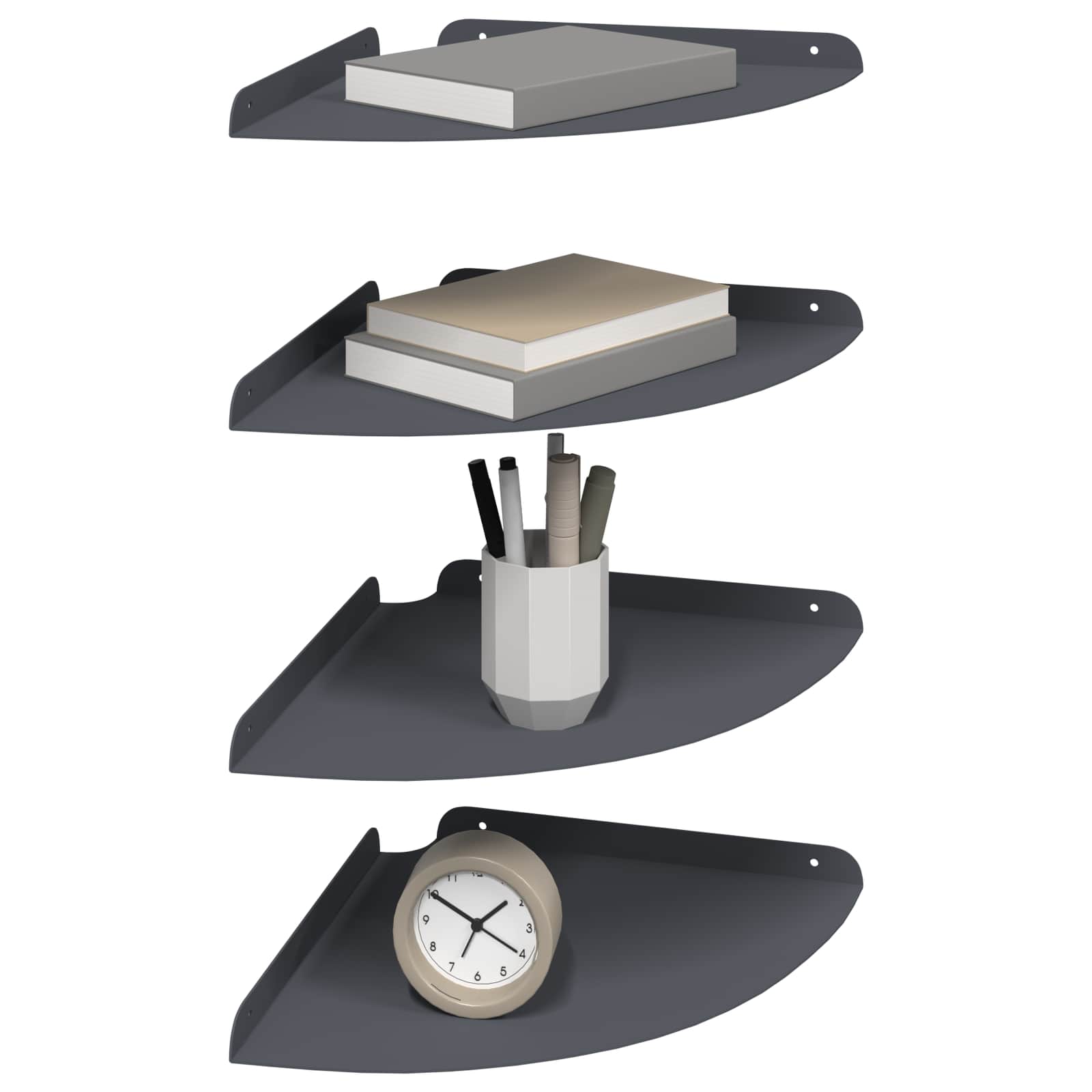 Schwebendes Regal mit Regal 4 pcs Anthrazit 30 x 30 x 2 cm