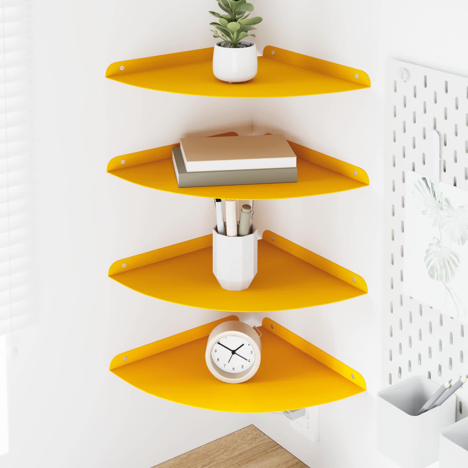 Schwebendes Regal mit Regal 4 pcs Senfgelb 30 x 30 x 2 cm