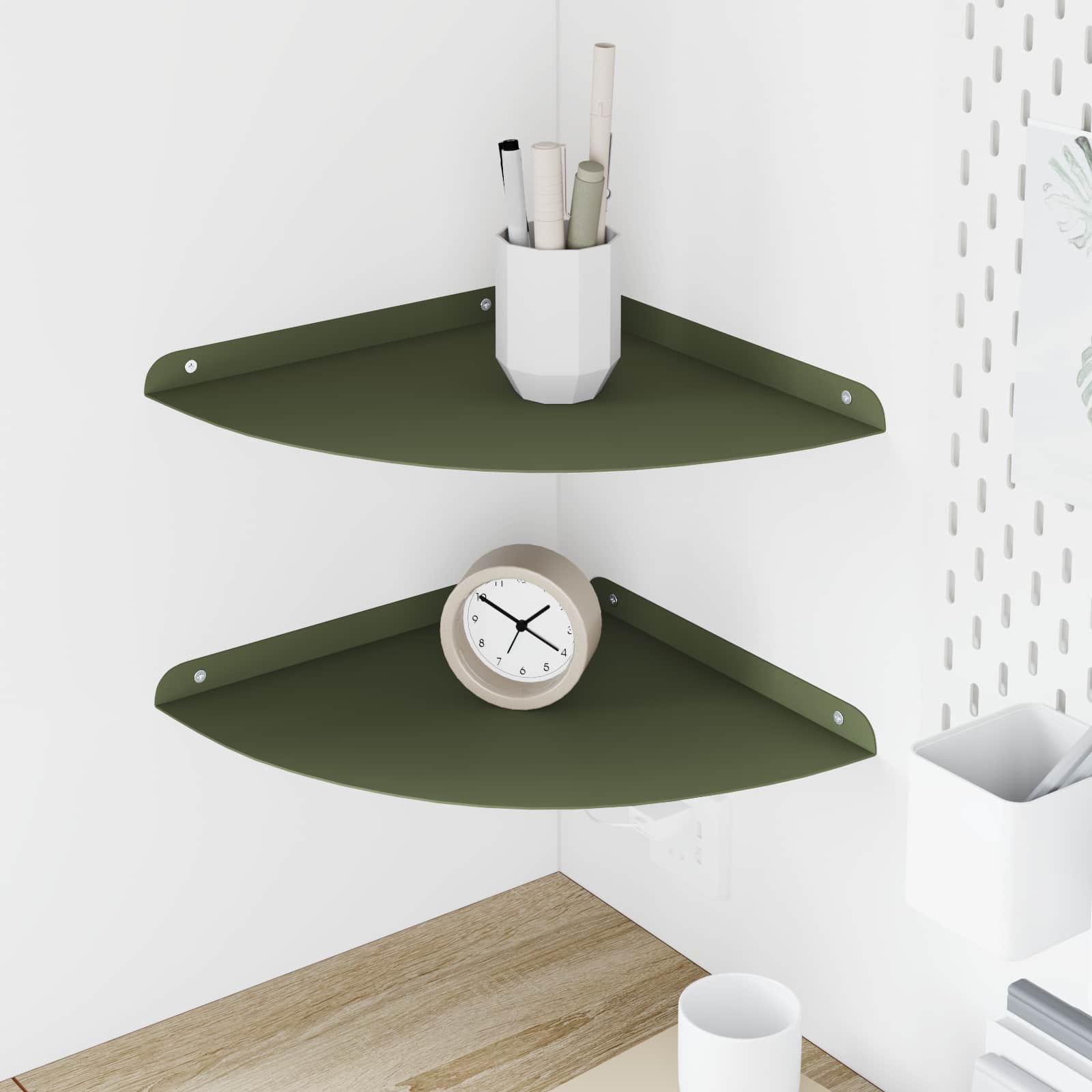 Schwebendes Regal mit Regal 2 pcs Olive Grün 30 x 30 x 2 cm