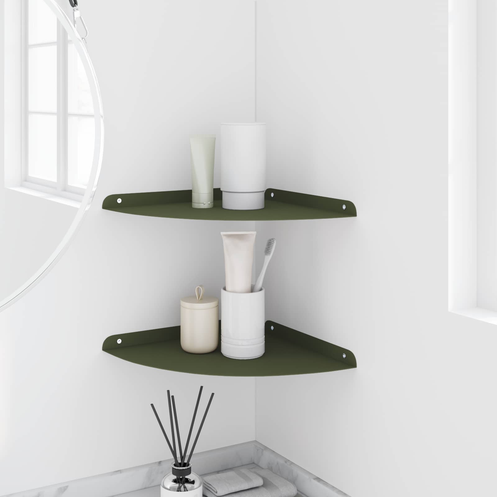 Schwebendes Regal mit Regal 2 pcs Olive Grün 30 x 30 x 2 cm
