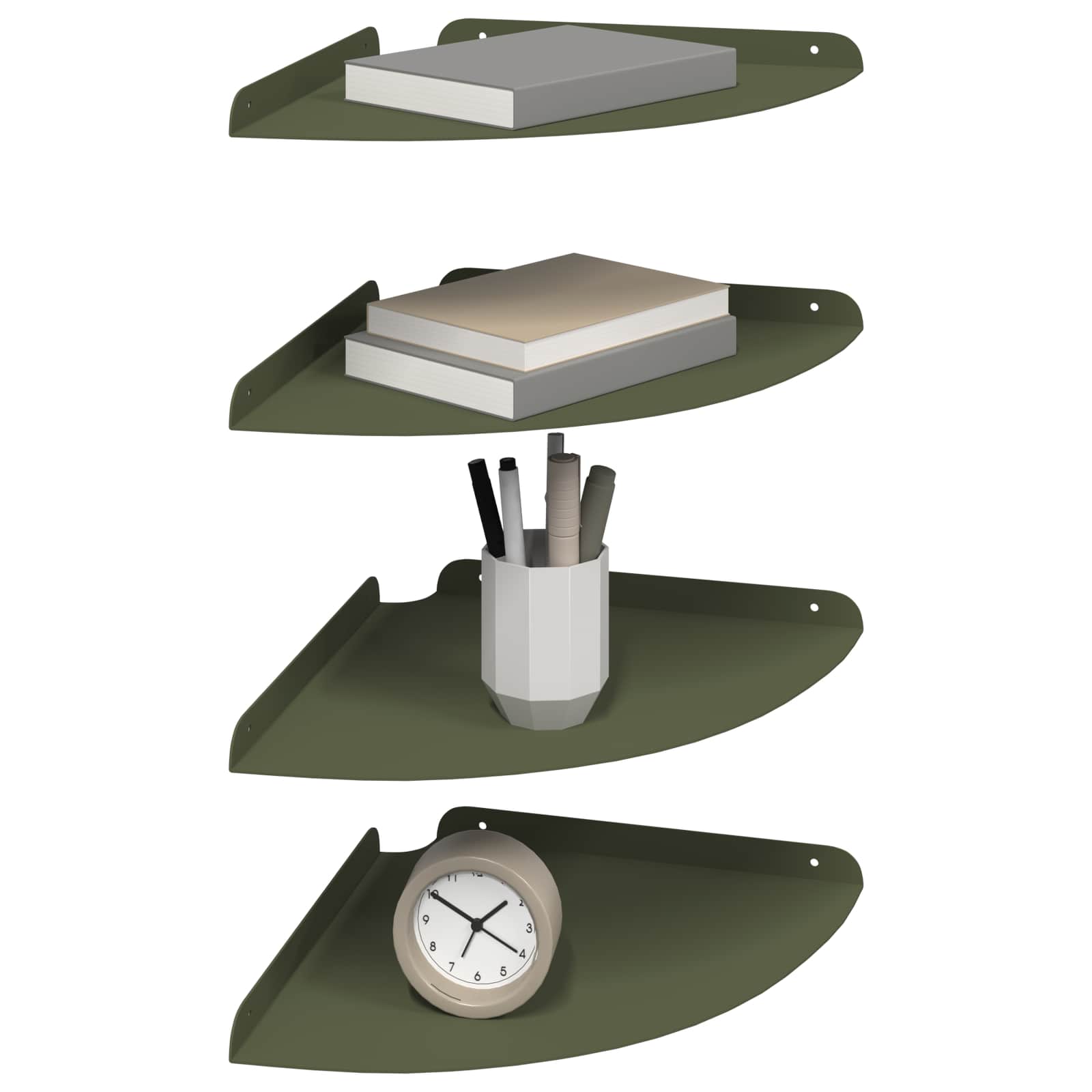 Schwebendes Regal mit Regal 4 pcs Olivgrün 30 x 30 x 2 cm
