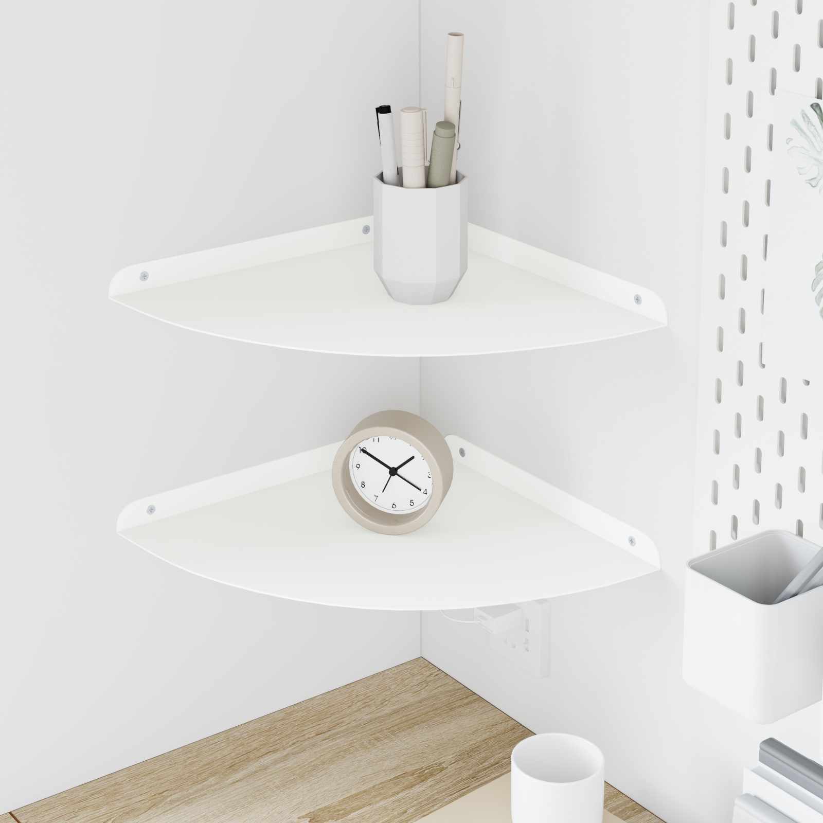 Schwebendes Regal mit Regal 2 pcs Weiß 30 x 30 x 2 cm