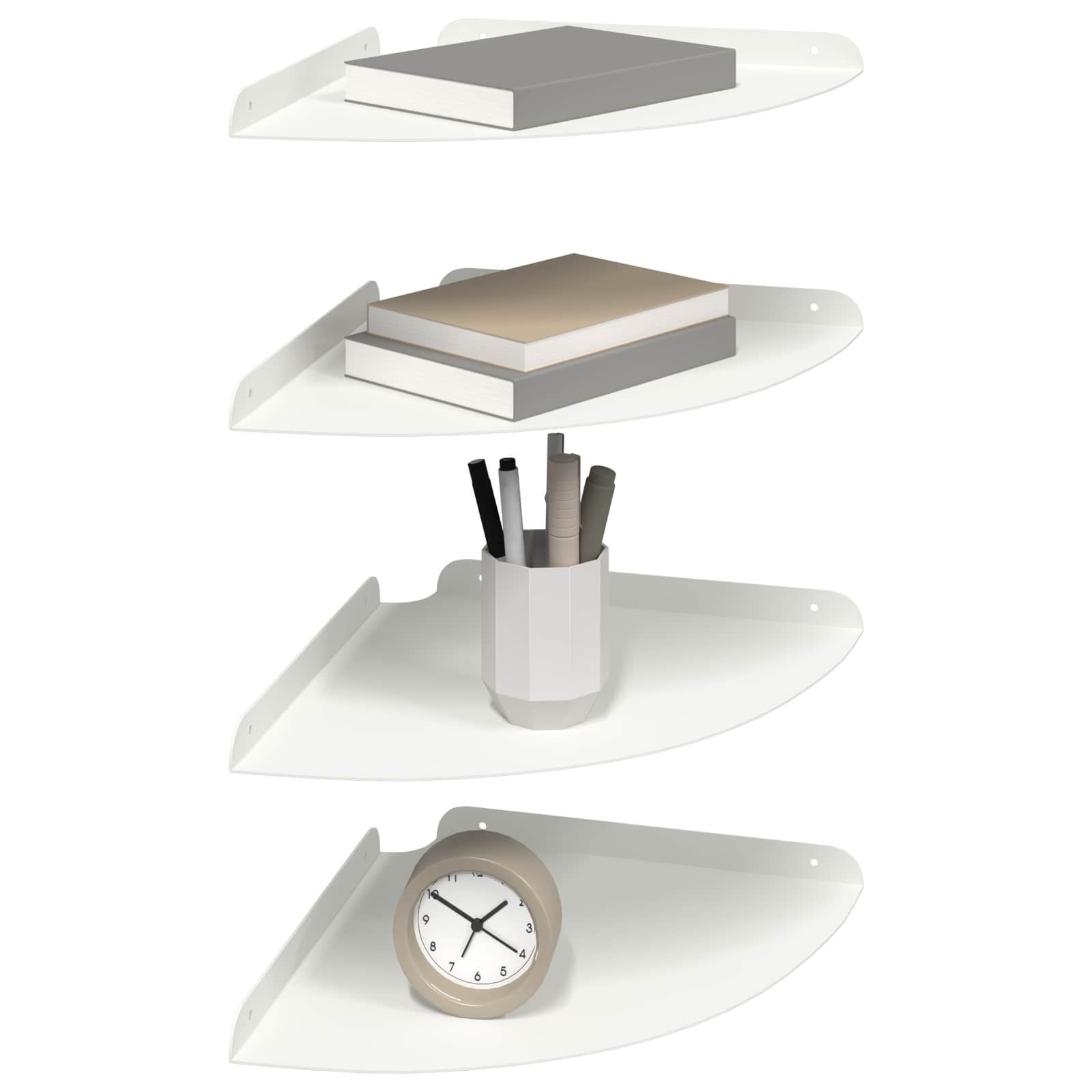 Schwebendes Regal mit Regal 4 pcs Weiß 30 x 30 x 2 cm