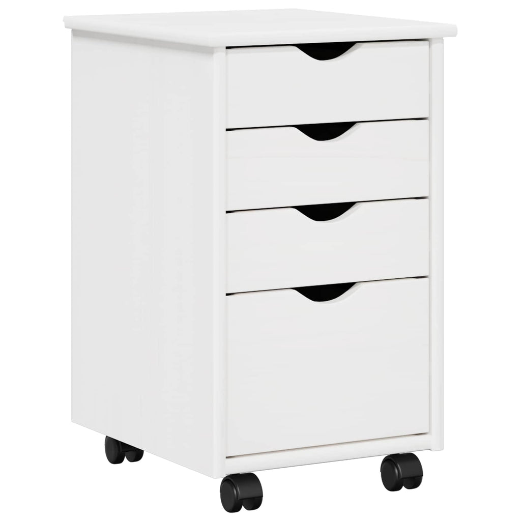 Rollschrank Mit Rad Weiß 34 x 39 x 56 cm Massives Kiefernholz