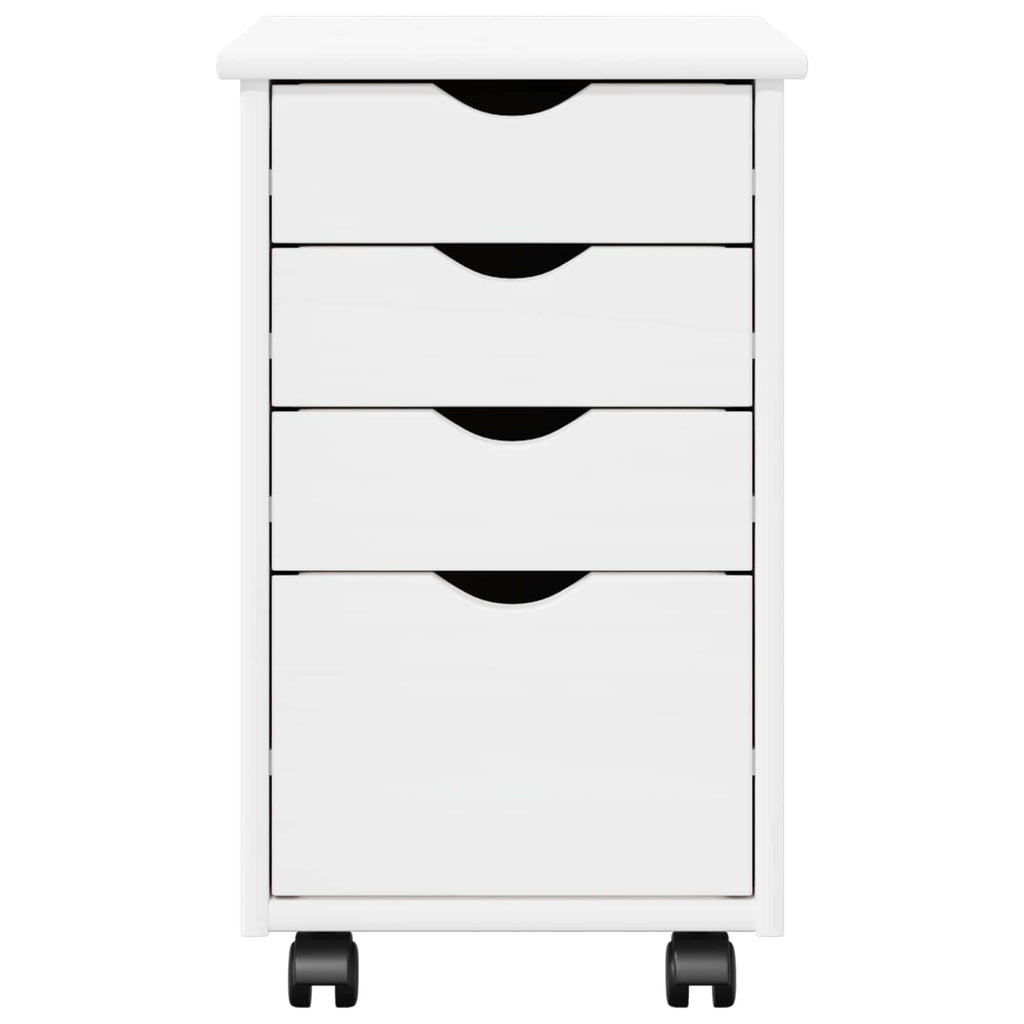 Rollschrank Mit Rad Weiß 34 x 39 x 56 cm Massives Kiefernholz