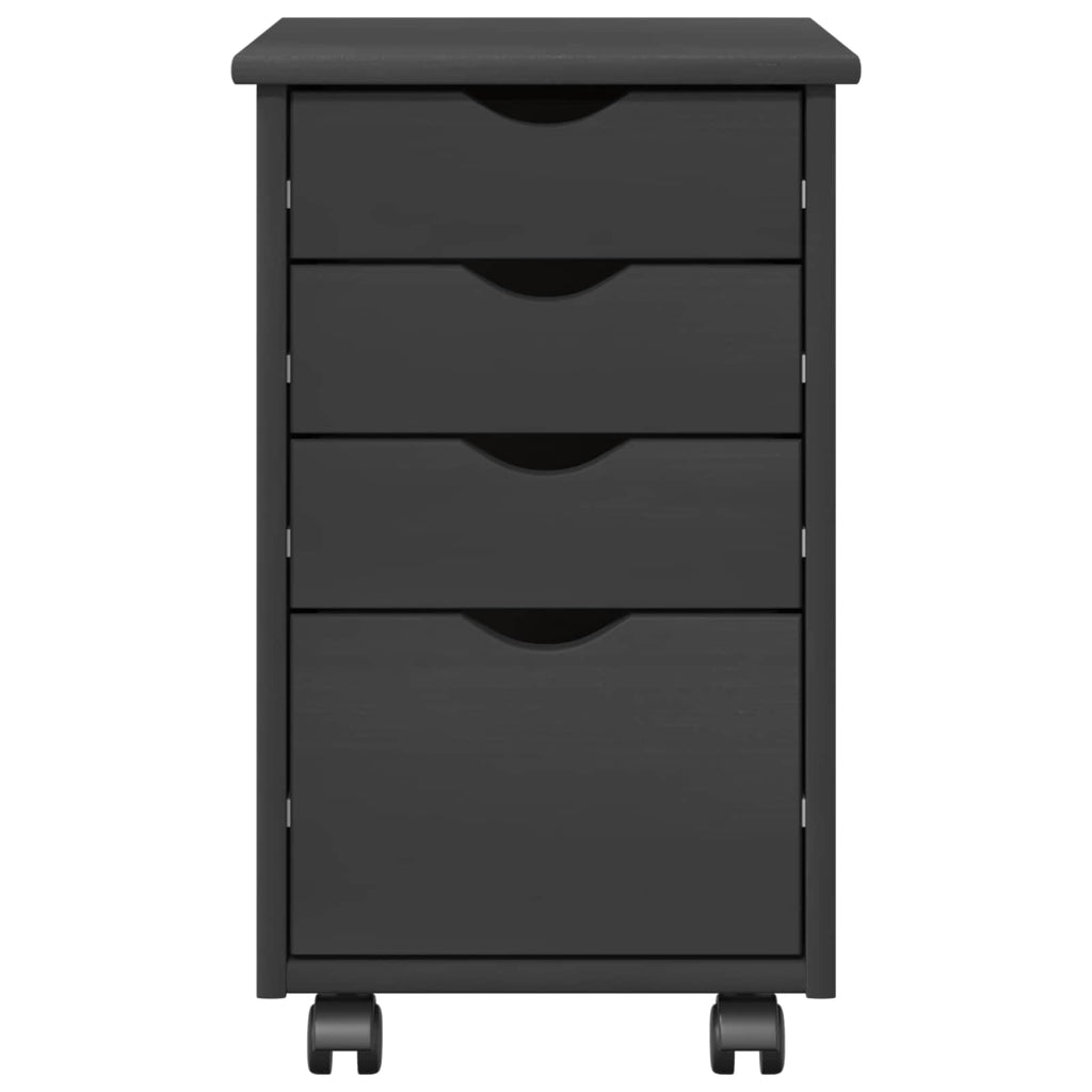 Rollschrank Mit Rad Grau 34 x 39 x 56 cm Massives Kiefernholz