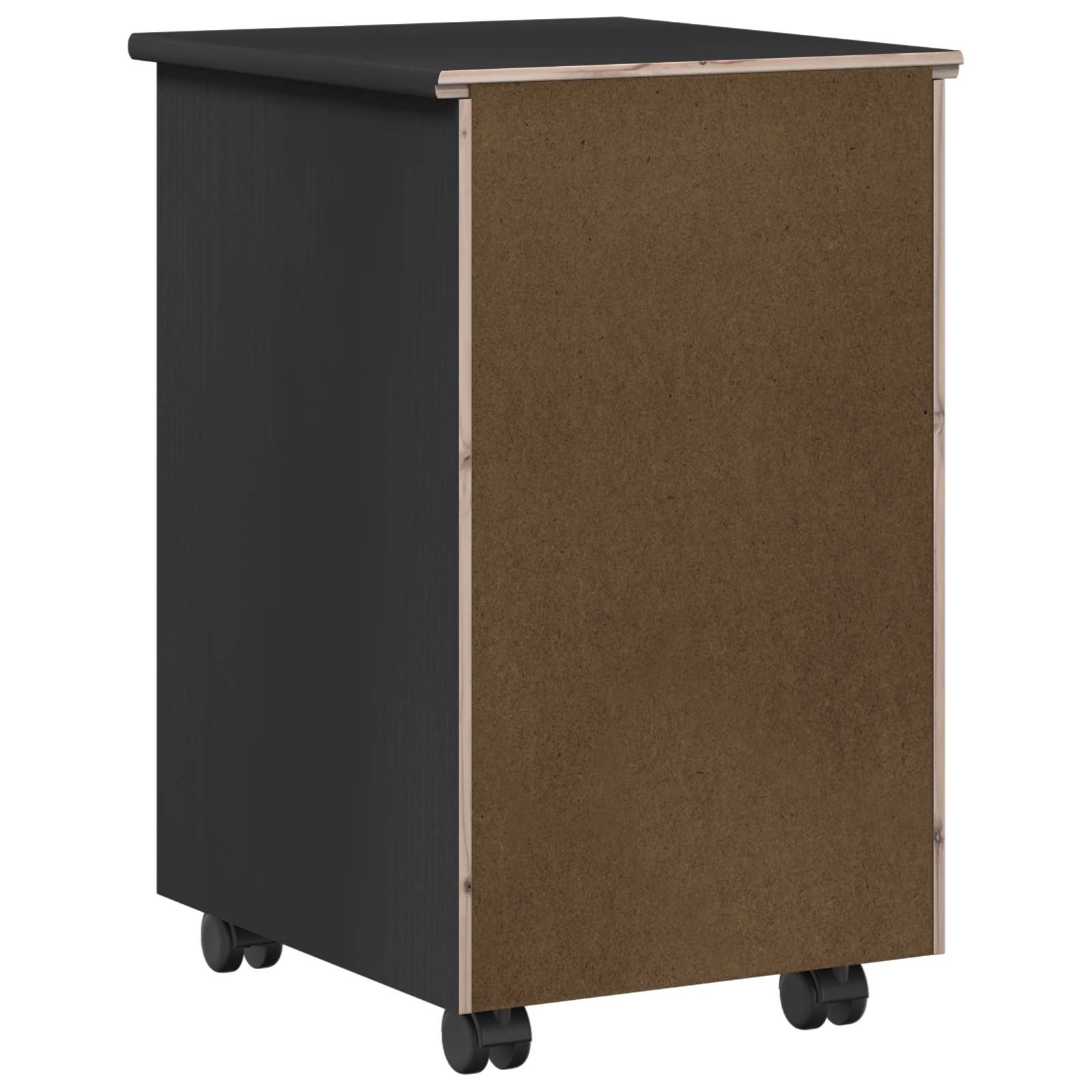 Rollschrank Schwarz 34 x 39 x 56 cm Massives Kiefernholz