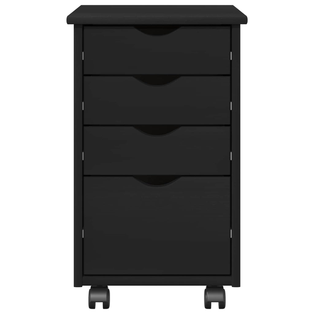 Rollschrank Schwarz 34 x 39 x 56 cm Massives Kiefernholz