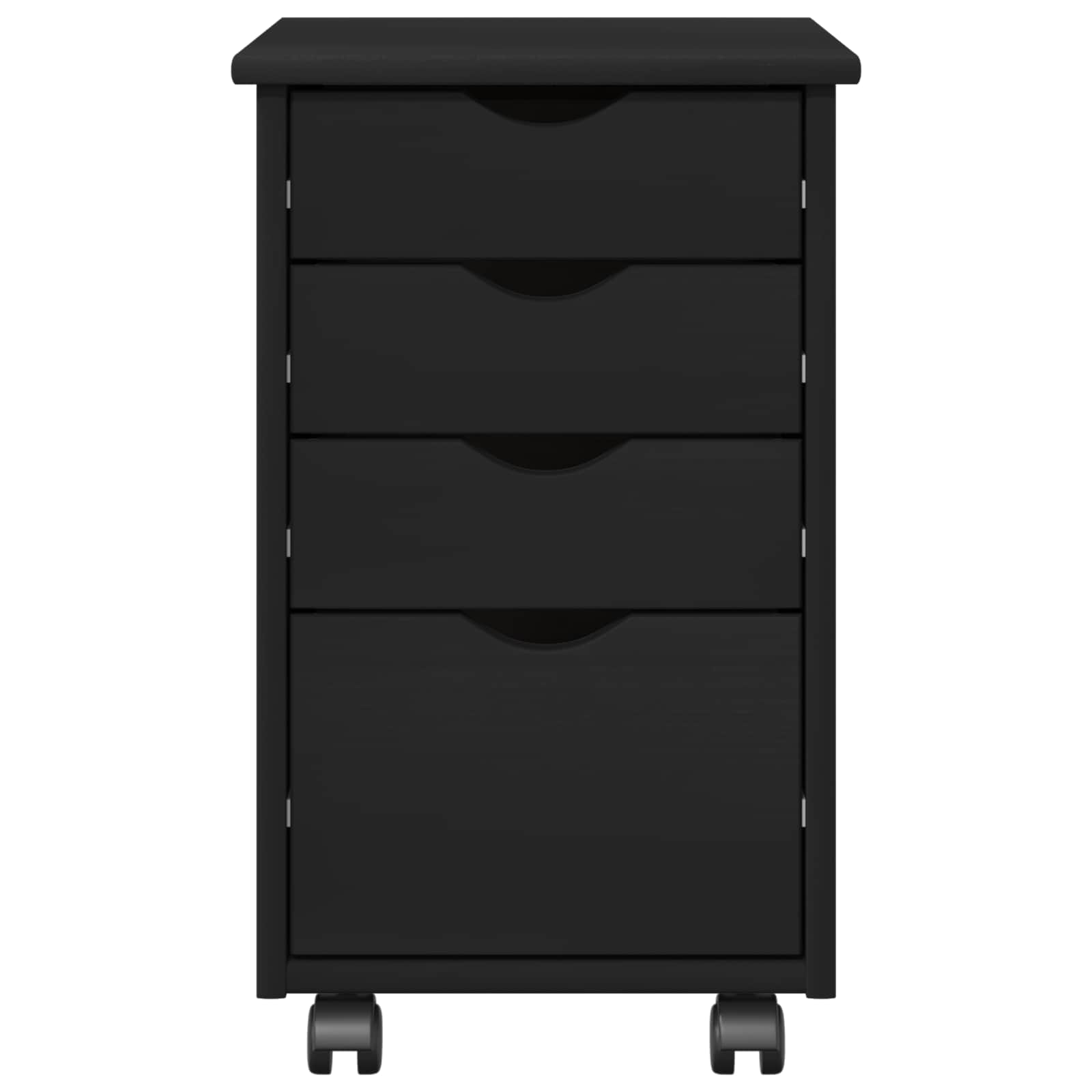 Rollschrank Schwarz 34 x 39 x 56 cm Massives Kiefernholz