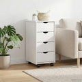 Rollschrank Mit Rad Weiß 34 x 39 x 65,5 cm Massivholz Kiefer