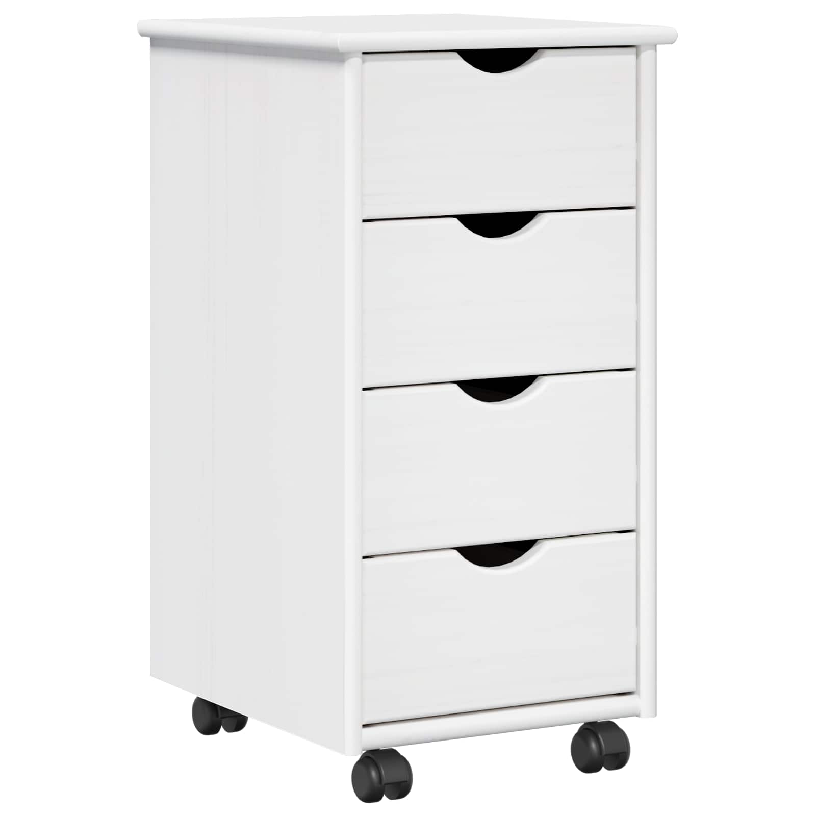Rollschrank Mit Rad Weiß 34 x 39 x 65,5 cm Massivholz Kiefer