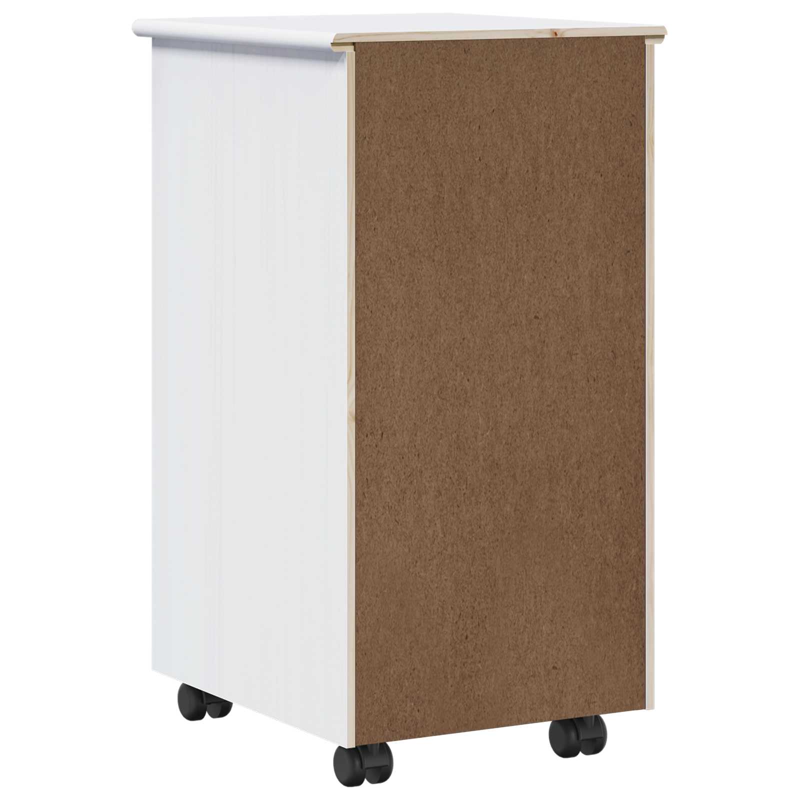 Rollschrank Mit Rad Weiß 34 x 39 x 65,5 cm Massivholz Kiefer