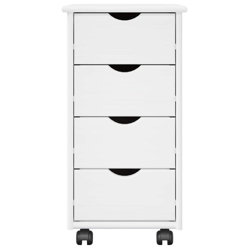 Rollschrank Mit Rad Weiß 34 x 39 x 65,5 cm Massivholz Kiefer