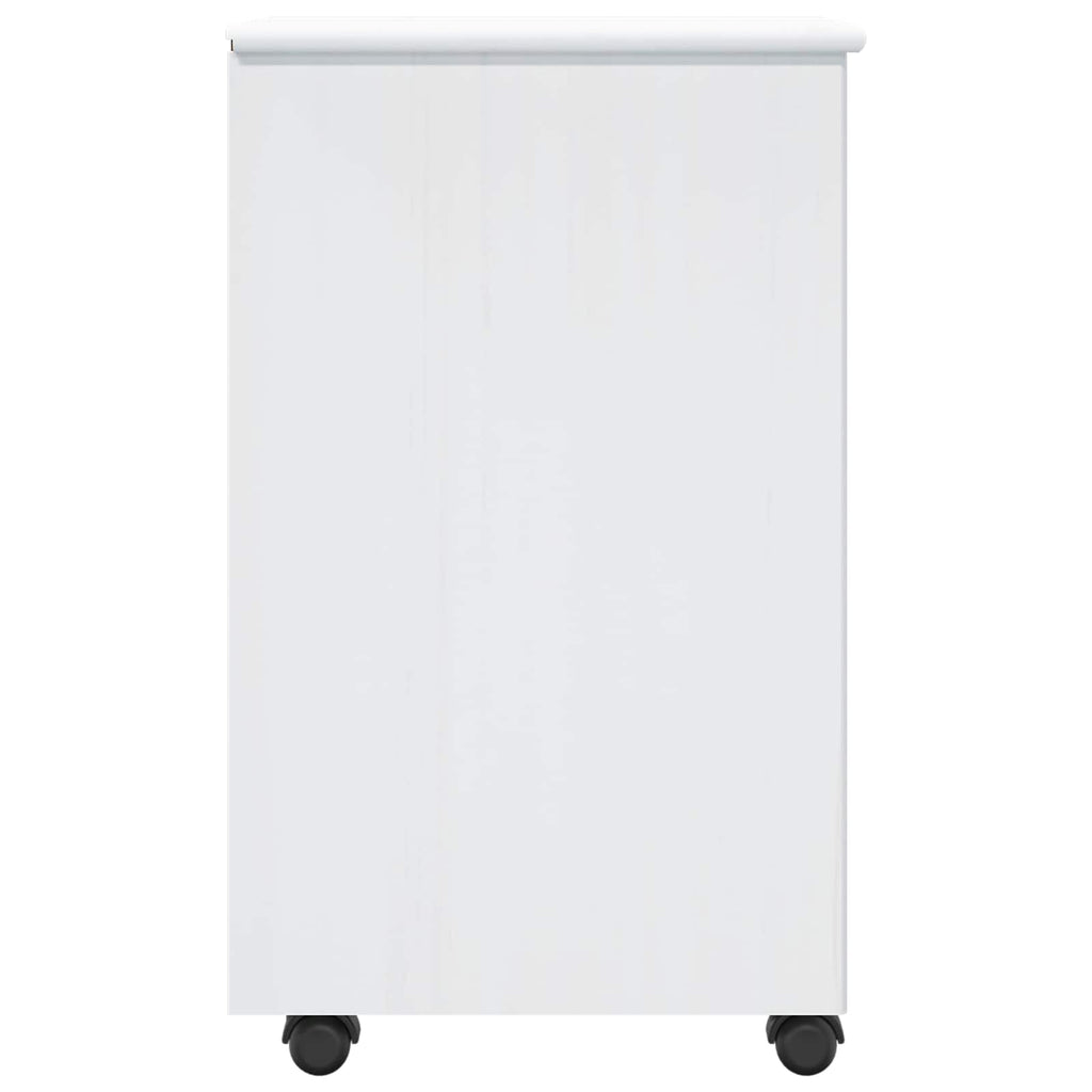 Rollschrank Mit Rad Weiß 34 x 39 x 65,5 cm Massivholz Kiefer