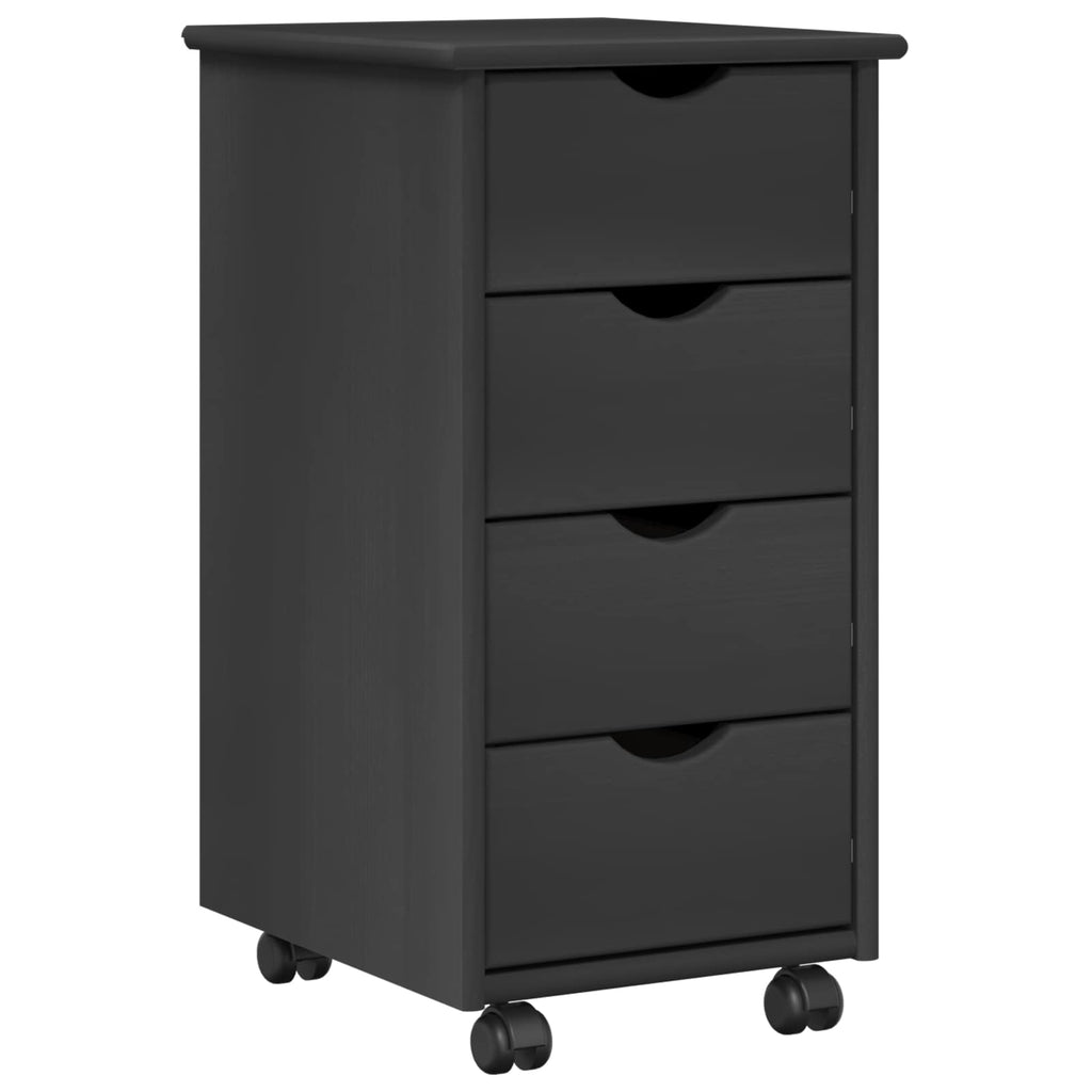 Rollschrank Mit Rad Grau 34 x 39 x 65,5 cm Massivholz Kiefer