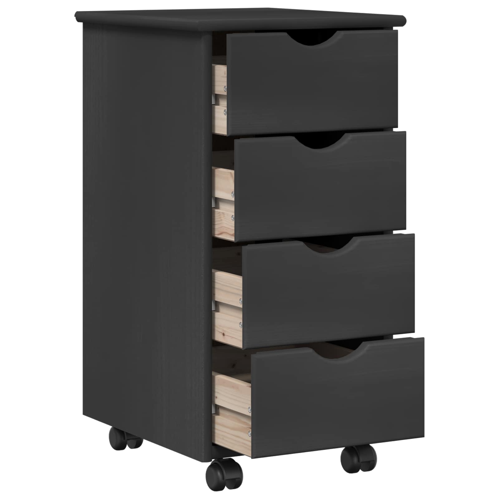 Rollschrank Mit Rad Grau 34 x 39 x 65,5 cm Massivholz Kiefer