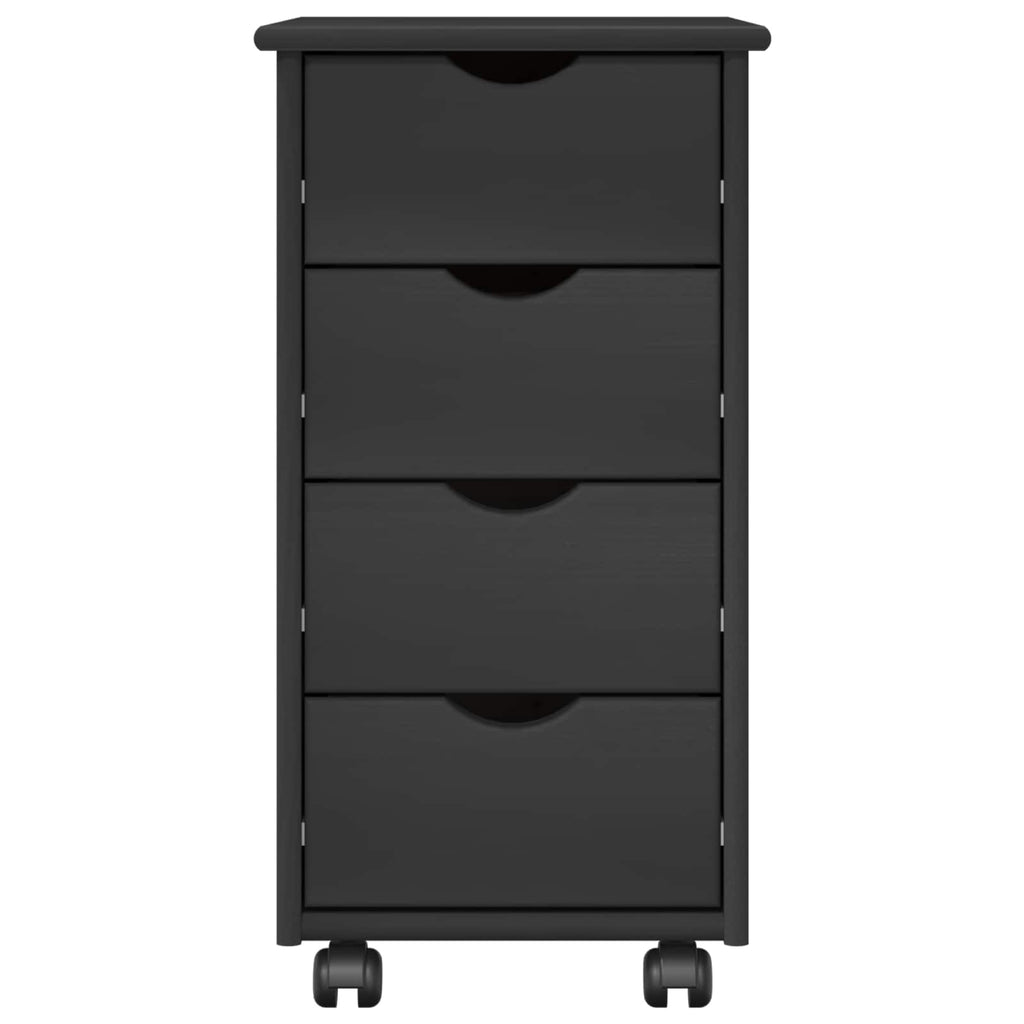 Rollschrank Mit Rad Grau 34 x 39 x 65,5 cm Massivholz Kiefer