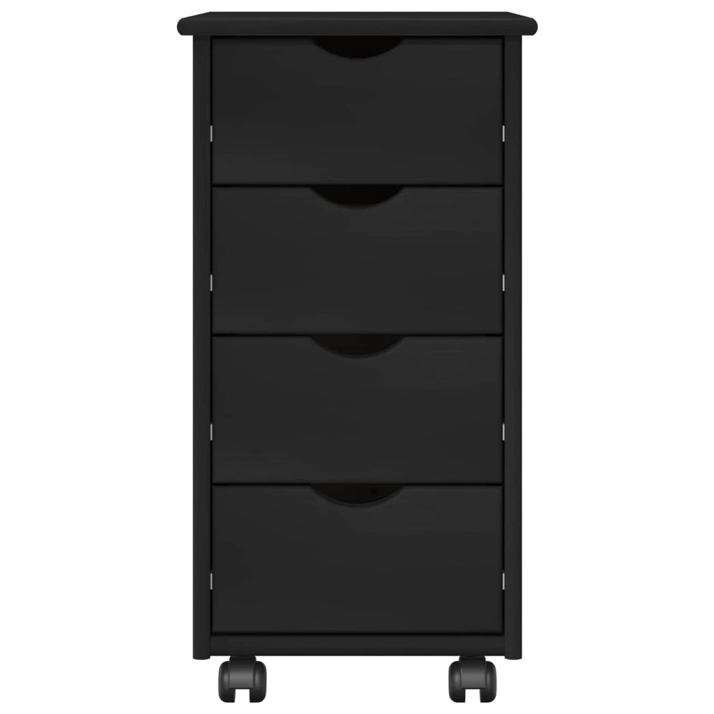 Rollschrank Mit Rad Schwarz 34 x 39 x 65,5 cm Massivholz Kiefer