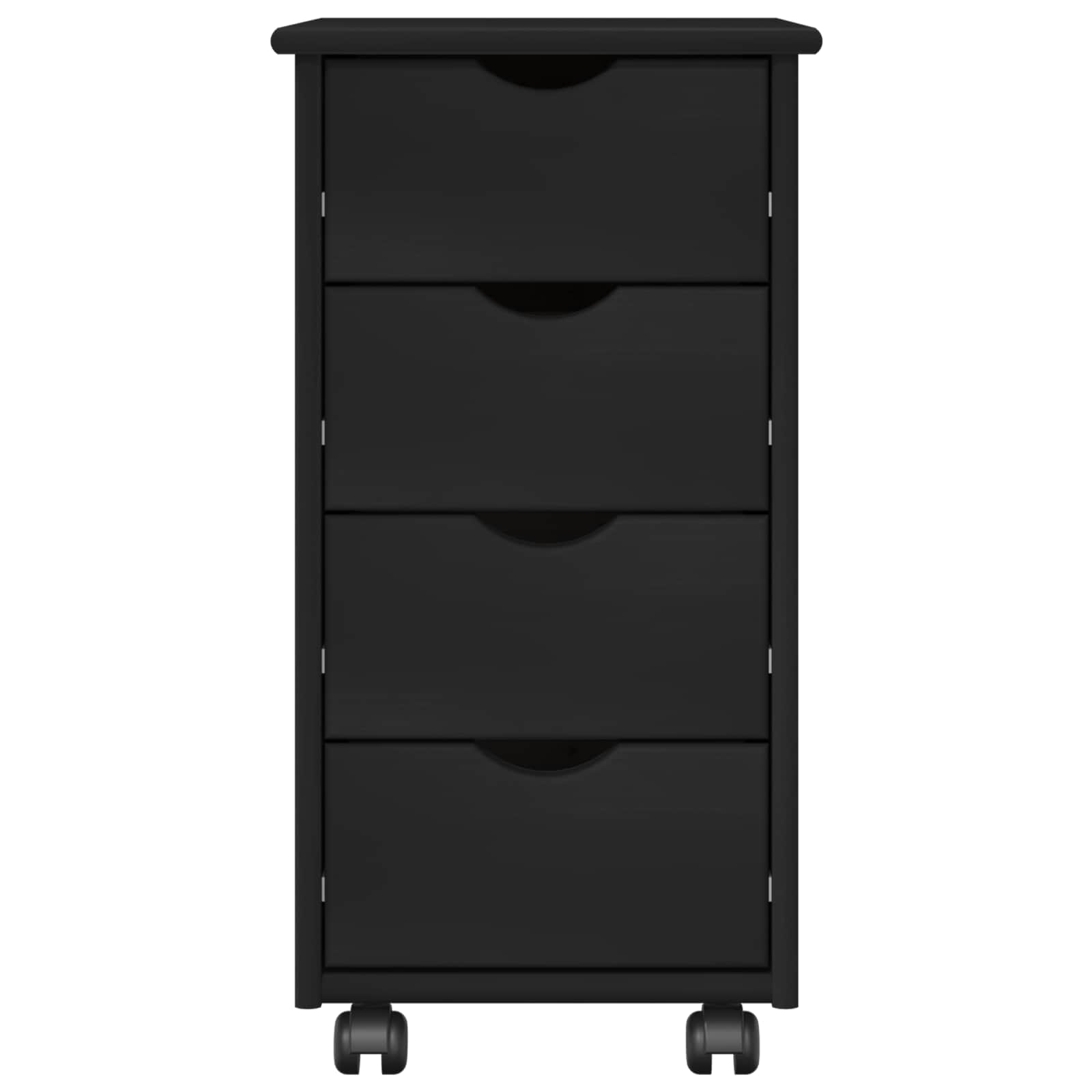 Rollschrank Mit Rad Schwarz 34 x 39 x 65,5 cm Massivholz Kiefer