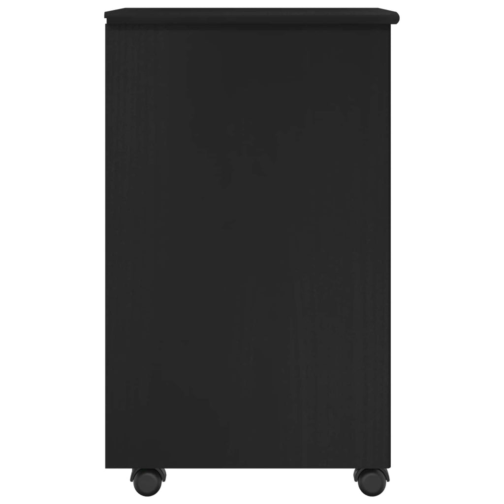 Rollschrank Mit Rad Schwarz 34 x 39 x 65,5 cm Massivholz Kiefer