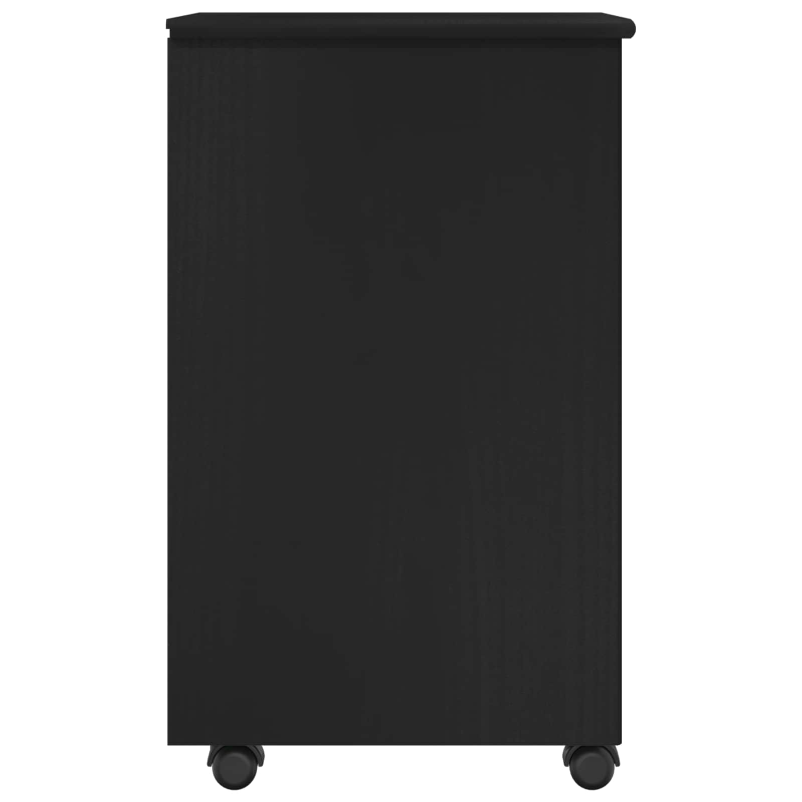 Rollschrank Mit Rad Schwarz 34 x 39 x 65,5 cm Massivholz Kiefer