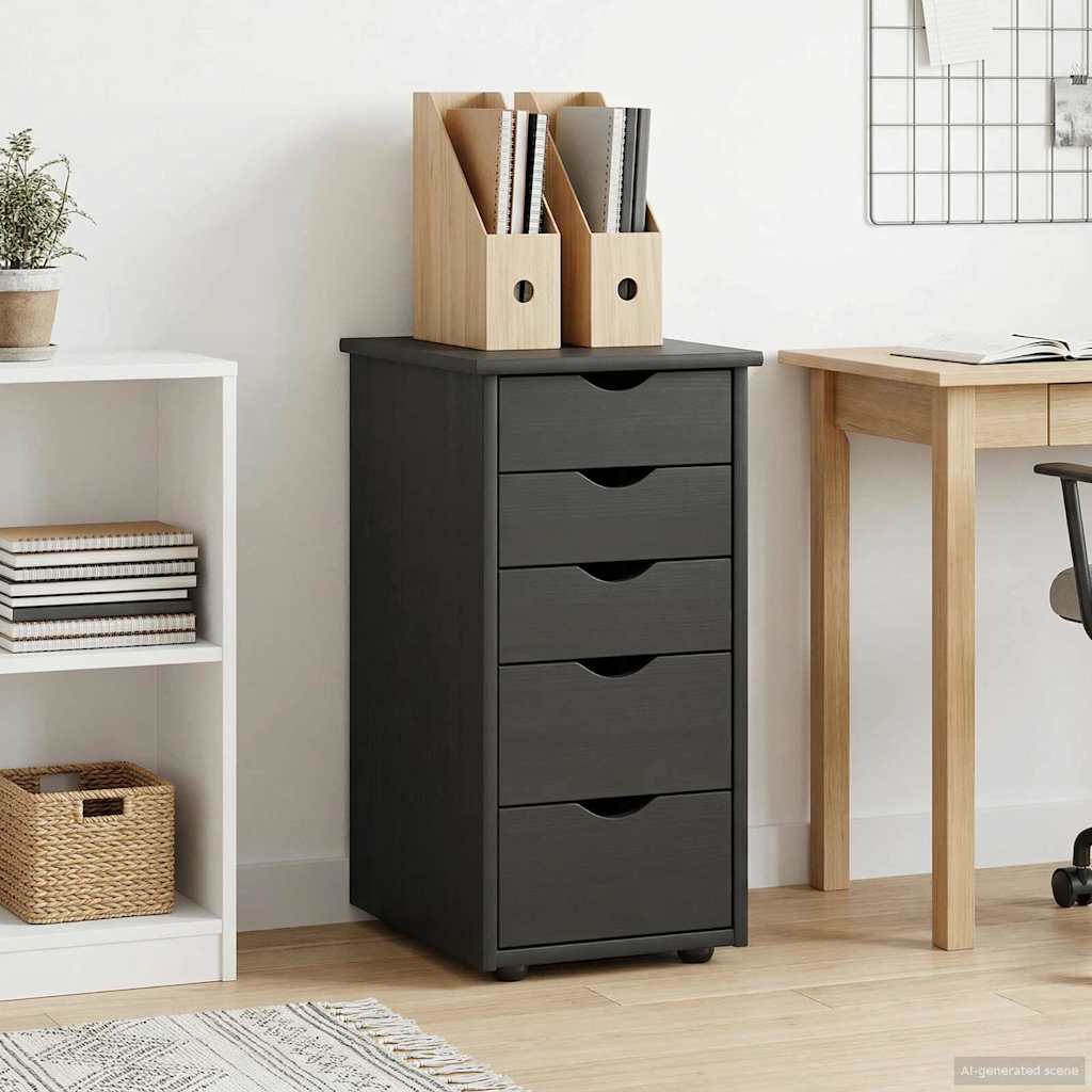 Schrank Schwarz 34 x 39 x 61,5 cm Massivholz Kiefer