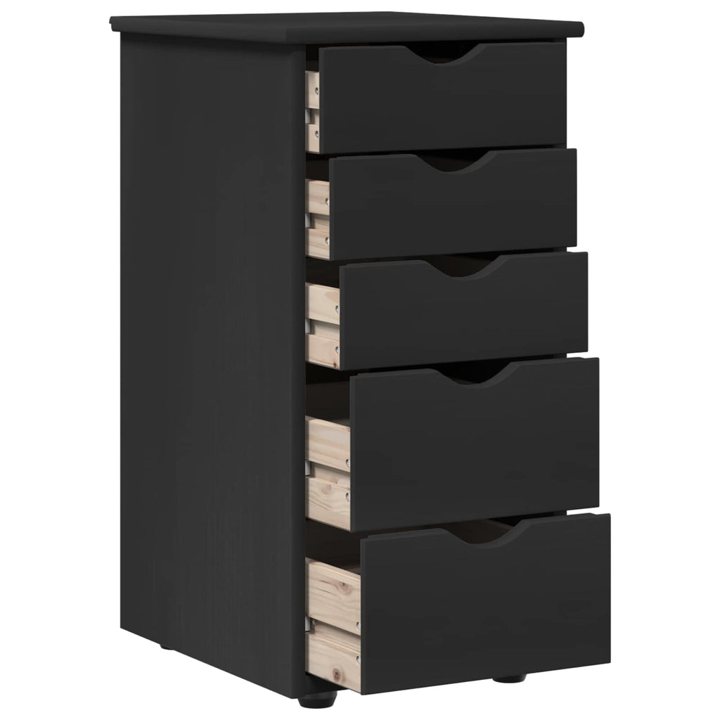 Schrank Schwarz 34 x 39 x 61,5 cm Massivholz Kiefer