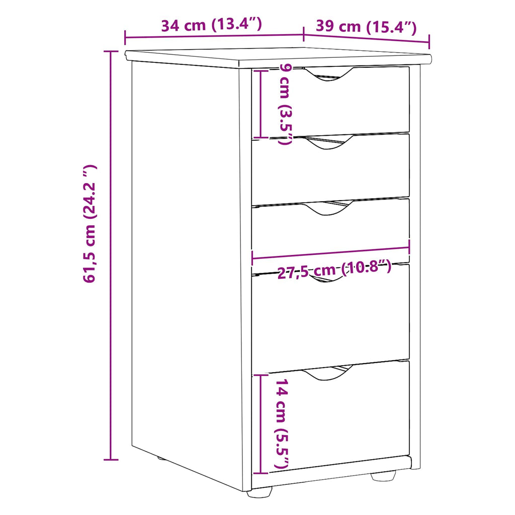 Schrank Schwarz 34 x 39 x 61,5 cm Massivholz Kiefer