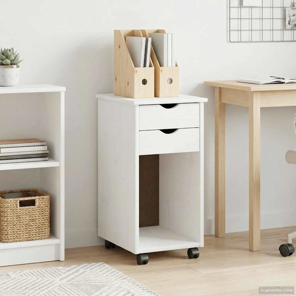 Rollschrank Weiß 34 x 39 x 65,5 cm Massives Kiefernholz